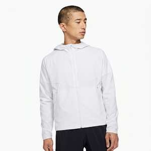 <b>Men's</b> Black Hooded Windproof Sports <b>Jacket</b> With Zipper Front Solid Color Regular Fit Polyester Material Autumn Wear - Product Image 6