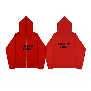 Custom Logo Men's Hooded <b>Zip</b>-<b>Up</b> Sweatshirt 100% Cotton Knitted Casual Solid Color Front Print Regular Fit Autumn Wear - Product Image 2