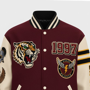 Veste de sport pour homme à manches longues personnalisée avec impression, qualité supérieure, broderie en chenille, logo sur le devant, coupe-vent, respirante - Product Image 2