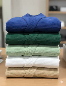 Peignoir en tissu gaufré ELITE - 100% coton, écologique, respirant, séchage rapide, manches courtes, poches, ensemble de 10 peignoirs pour hommes, pour hôtel et spa - Product Image 6