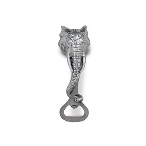 Abridor de botellas plateado con diseño de cara de elefante, herramienta de metal resistente para decoración de bar y cocina, regalo para amantes de los animales, elegante y duradero - Product Image 3