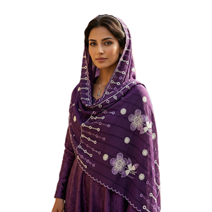 New Golden Floral Embroidery Rhinestone Lightweight Soft Breathable Summer Long Shawl Wholesale 12pcs African Muslim Chiffon - Product Image 1