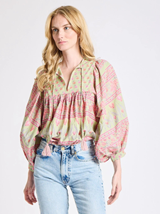 Blusa de Mujer Estilo Boho Vintage con Estampado Floral, 100% Algodón, Cuello en V, Manga Larga Abullonada, Informal de Verano, Ecológica, Transpirable y Ligera - Product Image 4