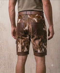 Shorts en cuir de vachette pour hommes, cuir véritable de qualité supérieure, mode décontractée, streetwear, élégant, durable, coupe personnalisée, vêtements d'été de créateur - Product Image 4