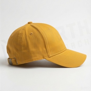 Gorra de Béisbol Amarilla de 6 Paneles con Logotipo Bordado en el Panel Frontal, Unisex, Estilo Casual, Primavera-Verano, de Sarga de Algodón, Ajustada - Product Image 3