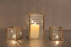 Mini Lámpara de Mesa para Velas, Portavelas Geométrico de Vidrio, Elegante Portavelas Antiguo de Metal y Vidrio - Product Image 6