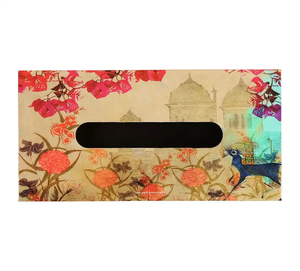 Best Selling FAIZA CRAFT FC-1622 Rectangular Handcrafted <b>Resin</b> Tissue Box Floral Pattern Washable Dining <b>Table</b> Kitchen Use - Product Image 4