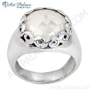 Artisan Round <b>Crystal</b> Gemstone Silver <b>Ring</b> - Product Image 1