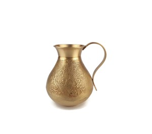 Vintage Design Engraved Brass <b>Jug</b> Gold Finished Gifting Item For Housewarming Weddings And Festivals Handcrafted From India - Product Image 3