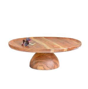Soporte Redondo de Madera de Mango de Una Sola Capa para Pasteles, Soporte Decorativo para Cupcakes, Exhibidor para Servir Bocadillos y Repostería - Product Image 1
