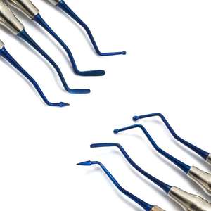 Dental Scaler Set 4Pcs Manual Knurled Grip Blue Metal <b>Teeth</b> <b>Cleaning</b> Instrument Class I Surgical <b>Tool</b> Shuja Surgico - Product Image 2
