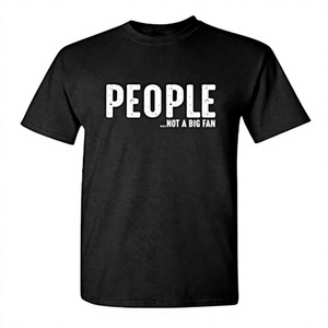 T-shirt en coton noir à manches courtes pour homme, coupe classique, col rond, style jersey imprimé, pour les personnes qui ne sont pas vraiment fans - Product Image 1