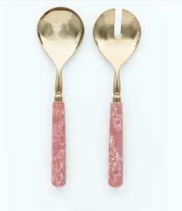 Juego de Cucharas para Servir Ensaladas de Acero Inoxidable Ecológicas con Mangos Decorativos de Resina para un Uso Elegante en la Cocina y la Mesa - Product Image 1
