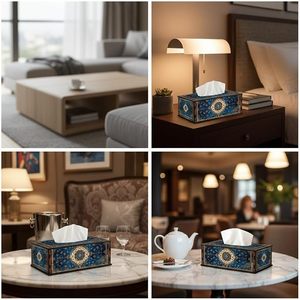 Decorative Wooden Tissue Box Cover Persian Pattern Tissue Holder Desktop Napkin <b>Case</b> for Living Room Hotel Aqudus Saleem Model - Product Image 2