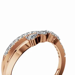 Bague empilable en or rose 18 carats avec diamant de laboratoire en forme de poire Marquise et 19 diamants, certifiée IGI, luxe pour femme - Product Image 3