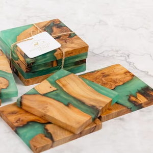 Natural Style Wooden Resin Coaster Tea & Coffee Cup Decorative Solid Wood resin Tea coaster For Hotel Home & Office Coasters - Product Image 1