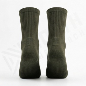 Crew <b>Socks</b> Solid Olive Green Knitted Breathable Polyester Spandex <b>Men</b> Women Casual Daily Wear Summer Standard Thickness - Product Image 2