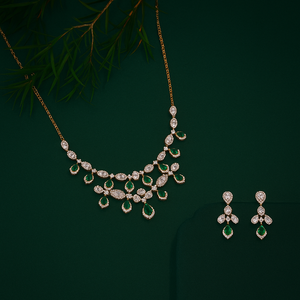 Ensemble collier et boucles d'oreilles en diamants de laboratoire sur mesure, sertis d'or massif, bijoux de mariée de luxe, style mariage pour femme - Product Image 6