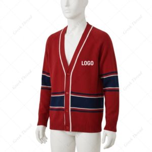 Custom University Sorority Fraternity Varsity Knit <b>Cardigan</b> Oversized Sports Club V-Neck Button Sweater Embroidery Patch Logo - Product Image 1