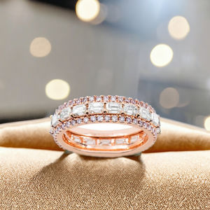 Anillo apilable de diamante Moissanite Original, banda de eternidad chapada en oro rosa de plata 925, regalo de fiesta de compromiso perfecto para boda - Product Image 5