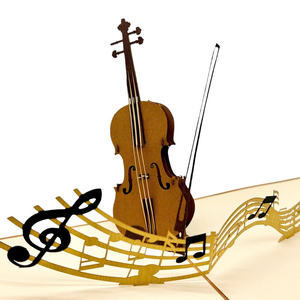 Tarjeta Musical 3D Pop-Up con Violín, Diseño Personalizado, Hecha a Mano, Regalo Promocional, Decoración para el Hogar, Tendencia en Vietnam - Product Image 1