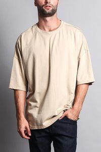 Men <b>Acid</b> Wash Tee Oversized <b>Drop</b> Shoulder Boxy Fit Short Sleeve Casual Cotton Loose Fit Streetwear Top top mens oversized boxy - Product Image 2
