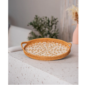 Plateaux de service en nacre avec motif en rotin pour hôtels et restaurants, articles de vaisselle pour la restauration et le stockage - Product Image 2