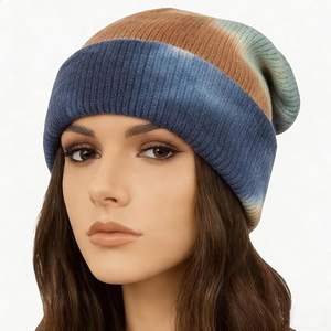 Nouveau bonnet tie-dye dégradé chaud et épais en acrylique tricoté avec effet arc-en-ciel, casquette tie-dye motif 2026 - Product Image 3
