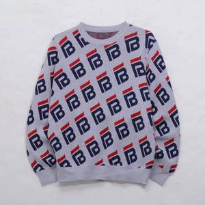 Custom Front Logo Men Letter Pattern Casual Jacquard Knit Sweater Crew Neck <b>Pullover</b> Long Sleeve Winter <b>Jumper</b> - Product Image 1
