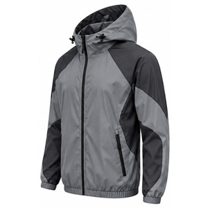 Windbreaker <b>Jacket</b> for Men <b>Lightweight</b> Outdoor <b>Running</b> Water Resistant Full Zip Hooded Sportswear Bulk Order Sportswear Supplier - Product Image 3