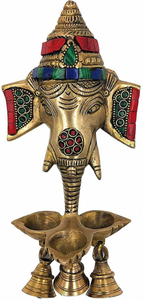 Ganesh Deepak de Latón de Alta Calidad para Colgar en la Pared con Campanas, Escultura Icónica India Hecha a Mano a Precio de Mayoreo - Product Image 3