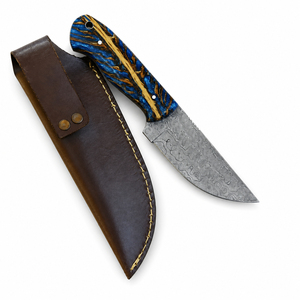 Burraq Custom Handmade High Quality 9-inch High Carbon Steel <b>Clip</b> Point Skinner Knife Resin Handle Leather Sheath - Product Image 1