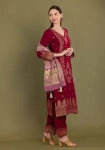 Safaa Winter aaliyah Premium Acrowool Tissu non coupé en acrowool tissé pour robes et ensembles en laine pour femmes avec étole, pour l'hiver - Product Image 6