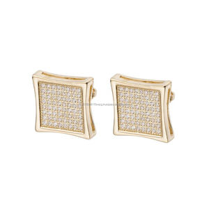 Luxury 925 <b>Sterling</b> <b>Silver</b> Moissanite Diamond Square <b>Stud</b> <b>Earrings</b> With Iced Stone Face For Wholesale Jewelry Buyers - Product Image 1