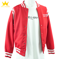 Veste de baseball décontractée à rayures rouges et blanches avec boutons-pression, style universitaire