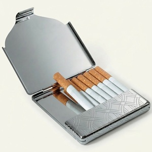 Estuche de cigarrillos de acero inoxidable de diseño estándar para cigarrillos, estuche de bolsillo plateado profesional para cigarros a precio económico. - Product Image 6