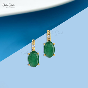 Productos Destacados: Pendientes Auténticos de Esmeralda Zambiana y Diamantes de 6x4mm con Cierre a Presión de Oro Fino de 14k, Proveedor Mayorista - Product Image 5