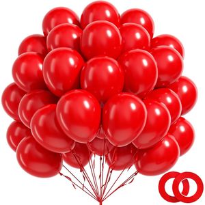 Set di 100 Palloncini in Lattice Rossi da 12 Pollici con Nastro Rosso per Decorazioni di San Valentino, Compleanni e Matrimoni - Product Image 1