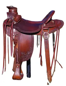 Sadel Kulit Kuda Barat Kualitas Premium dengan Set Tack Kuda Asli Yang Sesuai Sadel Wade Kulit Asli Pelana Balap Roper Ranch