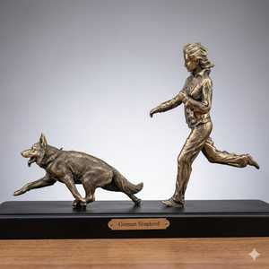 Sculpture de Berger Allemand en Laiton Finition Bronze, Figurine Animale Faite à la Main, Design Traditionnel, Décoration de Table, Présentoir pour Salon - Product Image 4