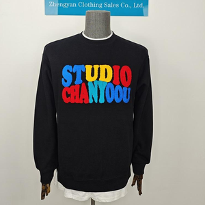 Pull-over tendance pour homme en tricot noir à col rond, coupe classique, couleur unie, sweat-shirt décontracté - Product Image 6