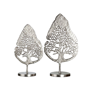 Moderna Escultura de Árbol de la Vida en Aluminio Plateado, Conjunto Artístico Único para Decoración de Mesa en Hogar u Oficina, Figura Decorativa, Arte Metálico al por Mayor - Product Image 1