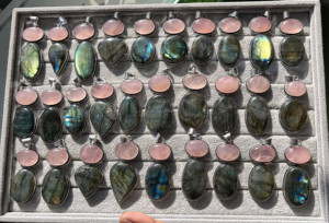 Último 2024 nuevo artículo de piedras preciosas colgante doble para joyería cristal Real cuarzo rosa calidad Premium colgantes Vintage al por mayor - Product Image 3