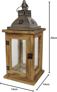 Farol de Vela Rústico de Madera y Metal, Farol Decorativo Estilo Granja con Paneles de Vidrio para Decoración del Hogar y Bodas - Product Image 2