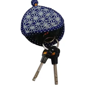 Keychain Holder Made From Cotton Fabric Indigo Dyeing Color With a Beautiful Pattern Handicraft From Thai Folk Wisdom