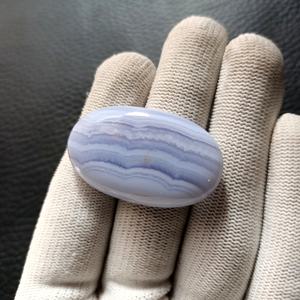 Colgante/anillo de ágata de encaje azul liso de alta calidad, joyería de piedras preciosas naturales, cabujón liso ovalado pulido tallado, piedras preciosas sueltas - Product Image 3