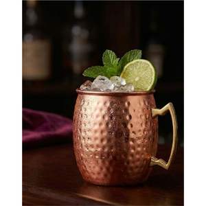 Wholesale Hammered Copper Moscow Mule <b>Mug</b> 16oz Stainless Steel Lined Metal Cup Food Grade Cocktail Beer Steein with Brass Handle - Product Image 5