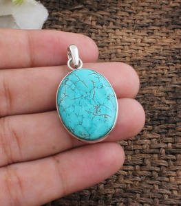 Colgante de Turquesa Kingman Natural, Plata de Ley 925, Azul, Hecho a Mano, Estilo Occidental, Regalo de Aniversario para Mujer - Product Image 3