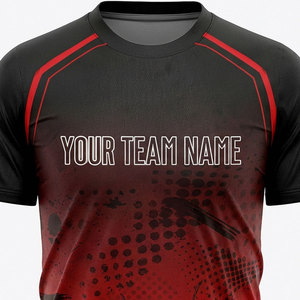 Ensemble de maillots de football personnalisés sublimés pour hommes, dégradé rouge et noir, 100% polyester, respirant, manches courtes, uniformes taille adulte - Product Image 4