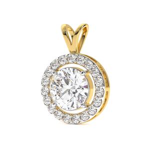 Pendentif halo en or jaune massif 14 carats plaqué rhodium, diamant rond brillant cultivé en laboratoire certifié IGI D VVS1, 1,4 carat, bijoux fins - Product Image 4